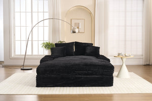 English Elm 028dr-oversized Corduroy Chaise Lounge Sleeper Chair Xxl Seat for Studio Living Black W527S00007
