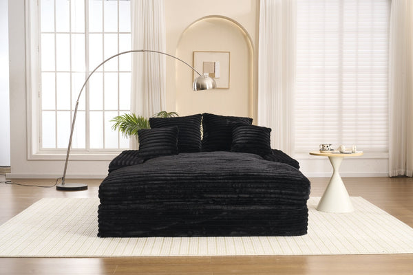 English Elm 028dr-oversized Corduroy Chaise Lounge Sleeper Chair Xxl Seat for Studio Living Black W527S00007