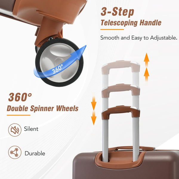 English Elm Hardshell Abs Spinner Luggage Set Four Piece Expandable Tsa Lock Travel Suitcases Brown N732P170218O