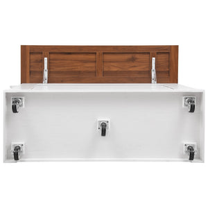 English Elm K&k Farmhouse Rolling Kitchen Island with Drop Leaf Tempered Glass Drawers and Power Outlet White N707S263637W