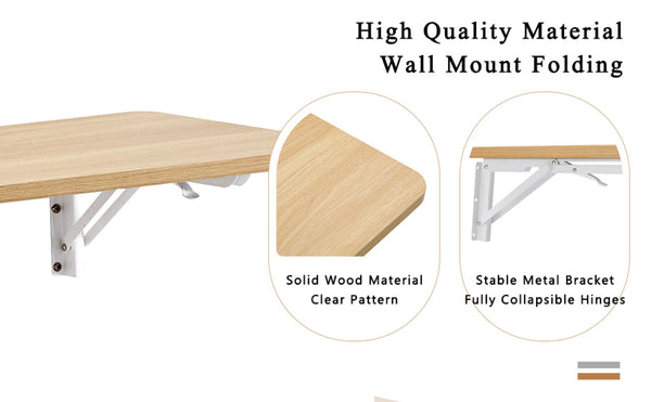English Elm Wall Mounted Fold Down Wooden Desk Space Saving Floating Surface for Any Room W3875P434768