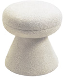 Drum Beige Faux Shearling Teddy Fabric Ottoman/Stool 195Beige Meridian Furniture