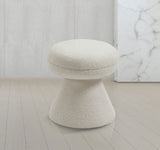 Drum Beige Faux Shearling Teddy Fabric Ottoman/Stool 195Beige Meridian Furniture