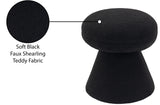 Drum Black Faux Shearling Teddy Fabric Ottoman/Stool 195Black Meridian Furniture