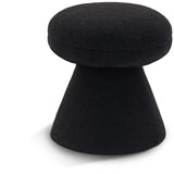 Drum Black Faux Shearling Teddy Fabric Ottoman/Stool 195Black Meridian Furniture