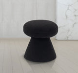 Drum Black Faux Shearling Teddy Fabric Ottoman/Stool 195Black Meridian Furniture