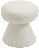 Drum Cream Faux Shearling Teddy Fabric Ottoman/Stool 195Cream Meridian Furniture