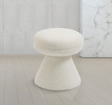 Drum Cream Faux Shearling Teddy Fabric Ottoman/Stool 195Cream Meridian Furniture