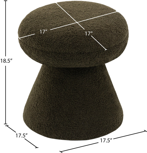 Drum Green Faux Shearling Teddy Fabric Ottoman/Stool 195Green Meridian Furniture