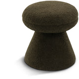 Drum Green Faux Shearling Teddy Fabric Ottoman/Stool 195Green Meridian Furniture