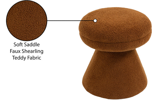 Drum Saddle Faux Shearling Teddy Fabric Ottoman/Stool 195Saddle Meridian Furniture