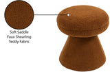 Drum Saddle Faux Shearling Teddy Fabric Ottoman/Stool 195Saddle Meridian Furniture