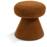 Drum Saddle Faux Shearling Teddy Fabric Ottoman/Stool 195Saddle Meridian Furniture