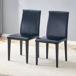 English Elm Four Black Pu Leather Dining Chairs with Steel Legs for Modern Industrial Kitchens W1151P372919