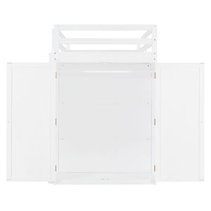 English Elm Twin Loft Bed with Built-in Desk Wardrobe and Drawers Solid Pine Space Saver White LT000301AAK-2