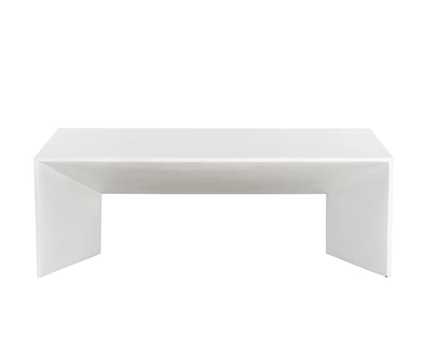 Sunpan Nomad Coffee Table - Elegant Concrete Design with Unique Textures for Indoor and Covered Outdoor Use White