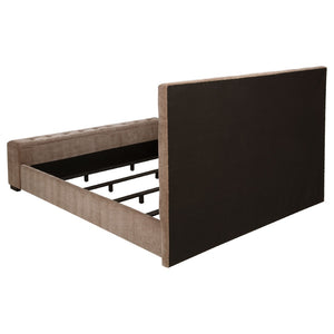 English Elm Crombie Queen Upholstered Bed with Flame Footboard Bluetooth Speaker Brown Fabric B062S01665