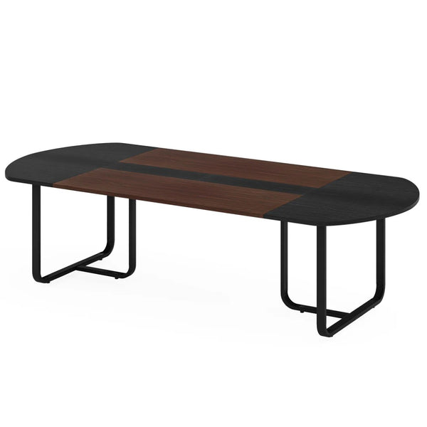 English Elm Industrial Executive Wood Desk with Rustic Brown Veneer for Home Office Workspaces T3971P457923