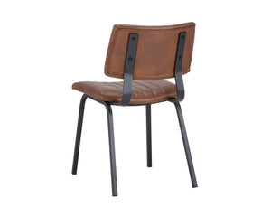 Sunpan Berkley Dining Chair Set of 2 - Stylish Industrial Design with Channel Tufted Faux Leather Comfort Bravo Cognac