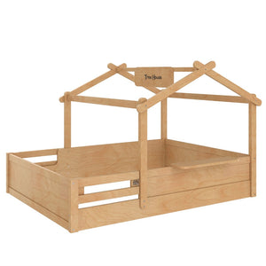 English Elm Twin Low Loft Bed Solid Pine Frame with Built-in Led Lighting and Storage Shelves Natural W1580P396333