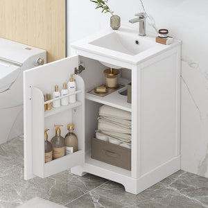 English Elm 20" Bathroom Vanity With Soft-Close Door, Ceramic Sink, Adjustable Shelves & Chic Storage Solutions N725P351852K