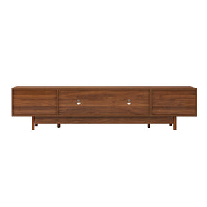 English Elm 78inch Walnut Entertainment Center Fluted Glass Solid Wood Legs Modern Living Room N710P362203P