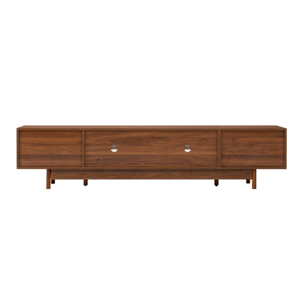 English Elm 78inch Walnut Entertainment Center Fluted Glass Solid Wood Legs Modern Living Room N710P362203P