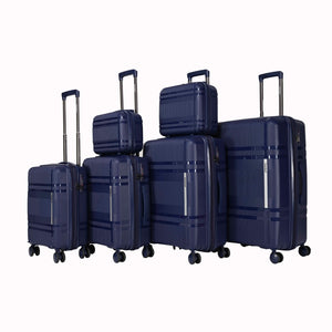 English Elm 6-piece Hard Shell Spinner Luggage Set Expandable Polypropylene with Combo Lock Blue T3292P328874
