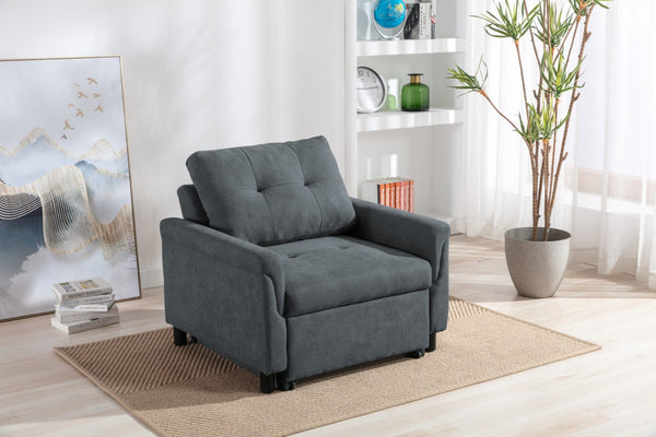 English Elm Francesca Woven Convertible Armchair Foam Pocket Coil Sleeper for Studio Spaces Dark Gray B2749S00194