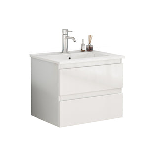 English Elm 24-Inch Bathroom Vanity With Integrated Sink, Soft-Close Drawers, Minimalist Design, Easy Assembly W3151S00063