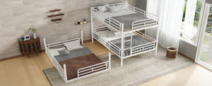 English Elm Twin Triple Metal Bunk Bed Matte Powder Coated Frame with Full Safety Guardrails Light White W1580S00581