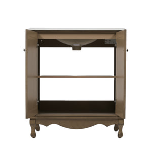 English Elm Christopher Knight Home® - 30" Vintage Bathroom Vanity with Rectangle Ceramic Sink, Rubber Wood Legs, Soft-Close Doors, Adjustable Shelves Antique brown N817P245316L