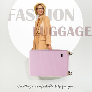 English Elm Luggage 5 Piece Hardside Abs Set with Front Access Carry on and Tsa Spinner Wheels Light Pink N732P391579U