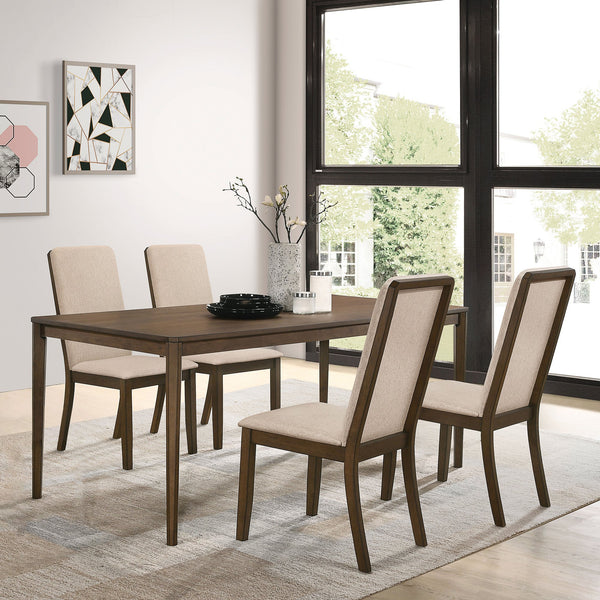 English Elm Breckenridge 5-Piece Dining Set In Medium Walnut And Latte – Modern Elegance For Any Space! B062S01030