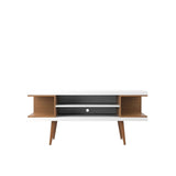 Utopia 53.14 TV Stand in White Gloss and Maple Cream 19652 Manhattan Comfort