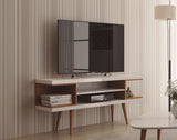 Utopia 53.14 TV Stand in White Gloss and Maple Cream 19652 Manhattan Comfort