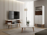 Utopia 53.14 TV Stand in White Gloss and Maple Cream 19652 Manhattan Comfort