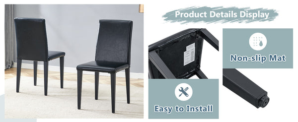 English Elm Four Black Pu Leather Dining Chairs with Steel Legs for Modern Industrial Kitchens W1151P372919