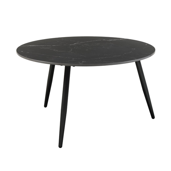 English Elm Modern Nesting Cocktail Tables 3-Piece Occasional Set with Sintered Stone Tops and Metal Legs, Compact Stylish Design Black 35 L x 35 W x 5.5 H B011P232142