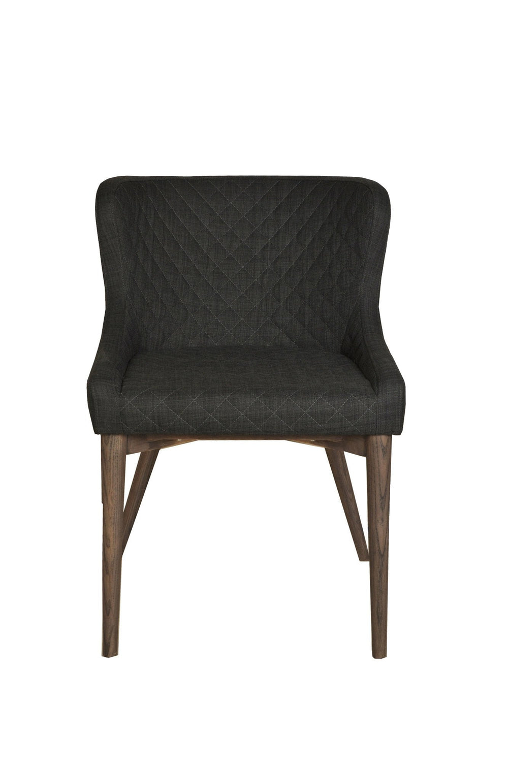 Lh Imports Mila Dining Chair - Elegant Dark Grey Upholstery, Ash Wood Legs & Stylish Waffle Stitching Detail Grey,Brown Ash Wood,Plywood,Polyester,Pu Foam,Metal Fz-03dg