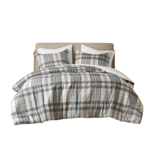 English Elm Plaid Twin/Twin XL Duvet Cover Set - 100% Microfiber, Anti-Microbial, Soft Printed Plaid with Solid Reverse B035P294219