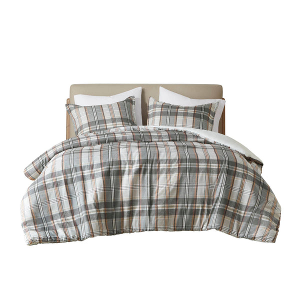 English Elm Plaid Twin/Twin XL Duvet Cover Set - 100% Microfiber, Anti-Microbial, Soft Printed Plaid with Solid Reverse B035P294219