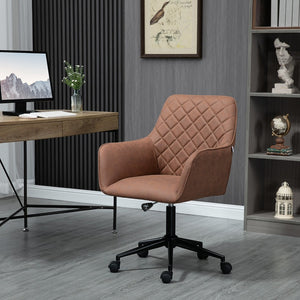 English Elm Vinsetto Stylish Mid Back Office Chair With Adjustable Height, Padded Armrests & Diamond Design, Brown W2225P229591-GIGA