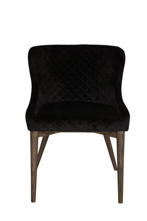 Lh Imports Mila Dining Chair - Luxurious Black Velvet With Stylish Ash Wood Legs And Waffle Stitching Detail Black,Brown Ash Wood,Plywood,Polyester,Pu Foam,Metal Fz-04bv