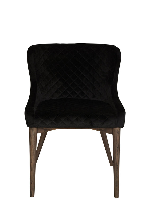 Lh Imports Mila Dining Chair - Luxurious Black Velvet With Stylish Ash Wood Legs And Waffle Stitching Detail Black,Brown Ash Wood,Plywood,Polyester,Pu Foam,Metal Fz-04bv