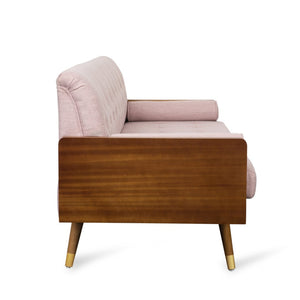 English Elm Aidan Tufted Fabric Sofa with Diamond Stitching and Gold Tipped Rubberwood Legs Blush 61688.00LBLSH