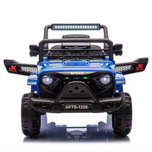 English Elm 12v Kids Electric Ride on Truck with Parental Remote Four Wheel Suspension and Led Lights Blue W1578P187460