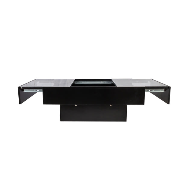 English Elm Coffee Coffee Table with Sliding Top and Hidden Storage, Extendable 57" Surface for Entertaining Black W331P270515