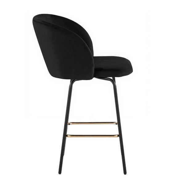 English Elm Fixed-height Swivel Counterstools Velvet Seat Gold Footrest Glam Kitchen Island Set Black B202S01827