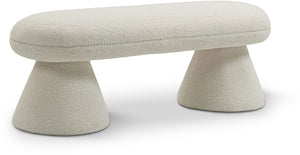 Drum Beige Faux Shearling Teddy Fabric Bench 196Beige Meridian Furniture